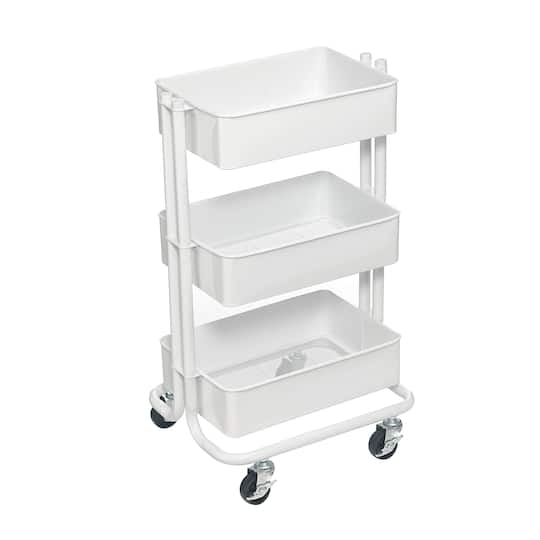 White Lexington Mini Rolling Cart by Simply Tidy&#x2122;